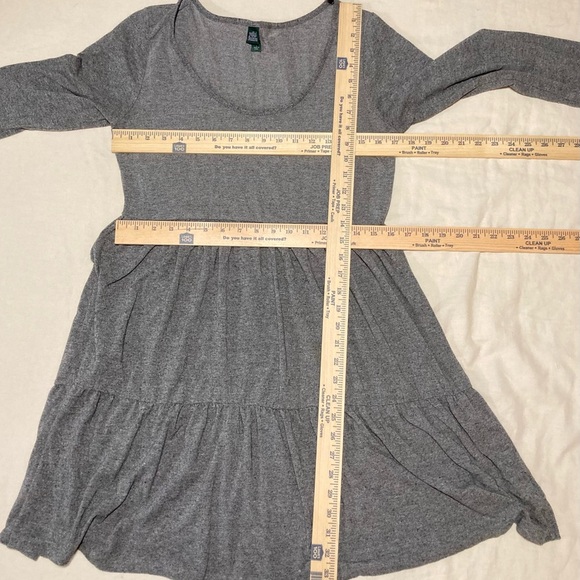 Wild Fable Heather Grey Tiered Midi Dress with Long Sleeves | Stretchy | Comfy - Picture 3 of 7